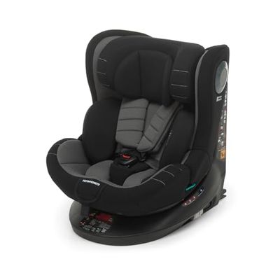 Foppapedretti FP360 Quick i-Size, Siège pivotant à 360° pour enfants de 40 à 150 cm de hauteur, 0 à 12 ans, conforme ECE R129, fixation Dualfix (Isofix et non), Safe Body Protection, Black