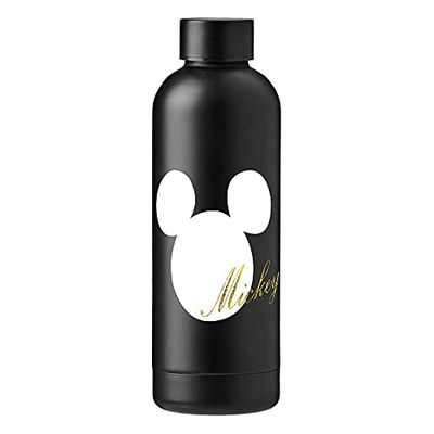 Disney Mickey Mouse Unisex jeugd drinkfles Mickey Gold Glitter 500ml roestvrij staal zwart