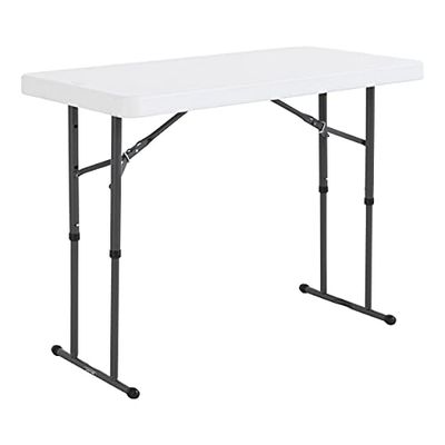 Lifetime 80160 bureau-opbergtafel, in hoogte verstelbaar, inklapbaar, 4 poten (1,2 m), granietwit