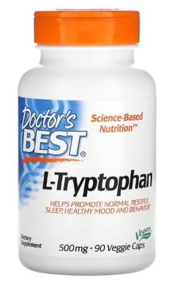 Doctor's Best L-Tryptophane avec TryptoPure, 500mg - 90 gélules végétales - Soutien pour le Sommeil et la Santé Mentale