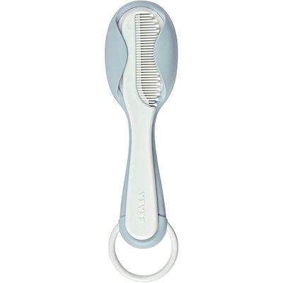 Béaba Peine y Cepillo de Pelo para Bebé y Niño, Sistema de almacenamiento del peine integrado en la parte trasera del cepillo, Azul