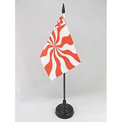 AZ FLAG - Imperial Free City of Mulhouse Table Flag 4'' x 6'' - Mulhouse Office Flag 100% Polyester 15 x 10 cm - Mini Desk Flag with 10'' Pole and Black Plastic Base