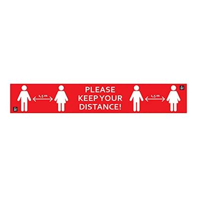 PFIFF PL102917 "Keep your Distance" golvklistermärke, röd, 100 cm x 20 cm