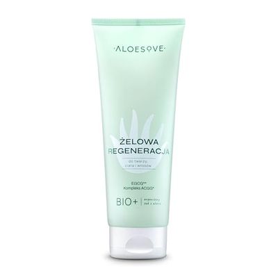 ALOESOVE multifunktionell gel för ansikte, kropp och hår 250 ml – vegan, återfuktande, regenererande, anti-åldrande, stärker hårrötter och främjar hårtillväxt