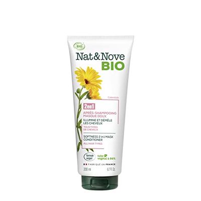 Nat&Nove Keranove Condicionador e máscara 2em 1 BIO com calêndula para todos os tipos de cabelo | cabelo nutrido e macio