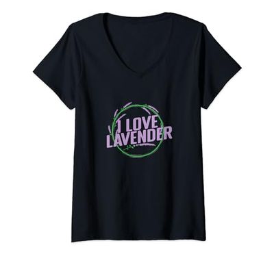 Mujer Fragancia de jardín I Love Lavender Plant Camiseta Cuello V