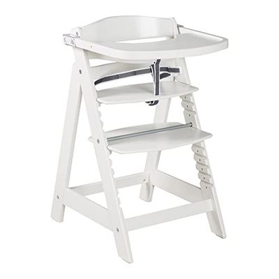 roba Cadeira evolutiva de madeira Sit Up Click et Fun bandeja destacável - altura ajustável - cadeira para bebés 6 meses - suporta 70 kg - branco