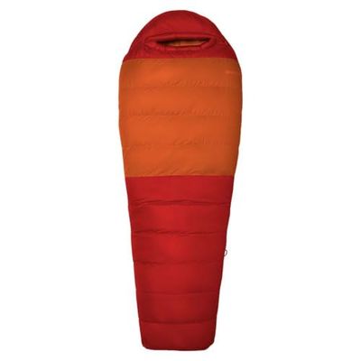 Marmot Lost Coast 40 Long, Sacco a pelo a mummia per adulti, imbottitura in piuma d'oca 600+, leggero e caldo, impacchettabile, 198 cm, adatto fino a -12 °C, Team Red/Auburn, 198 cm