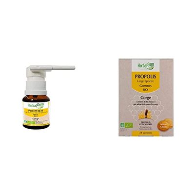 Herbalgem - Propolis Concentrée - Large Spectre Spray BIO - Dès les Premiers Signes du Refroidissement - 15 ml -50%