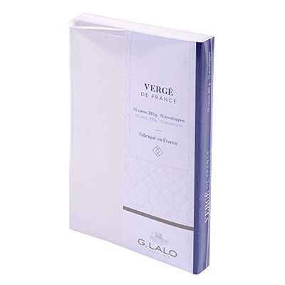 Clairefontaine - Ref 25650L - G.Lalo Correspondence Set - 10 x Business Cards (85 x 135mm, 300gsm) + 10 Lined Envelopes (90 x 140mm) - French Laid Paper, Extra-White