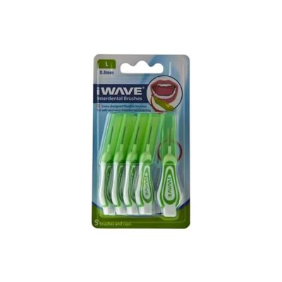 iWave Interdental Brushes Fine Size 0.8 mm Green Pack of 5 – Interdental Cleaning Brushes for Total Teeth Cleaning Plaque Removal Tool