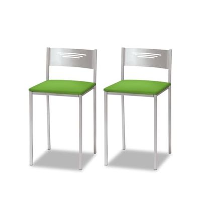ASTIMESA Twee keukenkrukken met rugleuning van kunstleer, groen, zithoogte 45 cm.