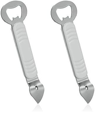 Metaltex Bottle Opener & Can Piercer, Silver (Pack of 2)