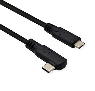 ROLINE Cavo USB 3.2 Gen 2x2, PD 20V5A, Emark, C-C, ST/ST, 1 x 90°, 20 Gbps, nero, 1 m