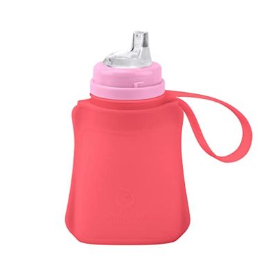 Green Sprouts Sprout Ware Sip & Straw Pocket en silicone et plantes (236,8 g), silicone non toxique à base de plantes et poche à paille – Rose