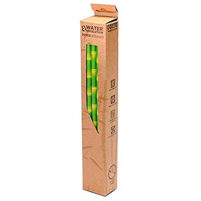 CLASSIC REVOLUTION Pack of 20 Bamboo Drinking Straws 19cm