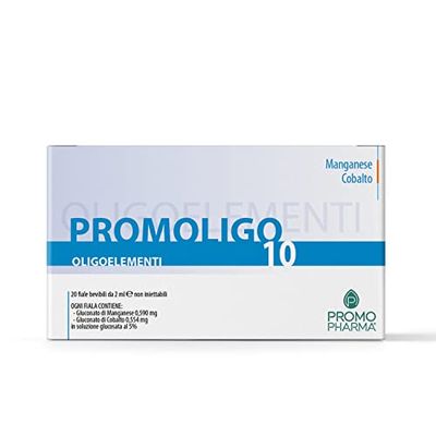 Promoligo 10 - Manganese/Cobalto - Oligoelementi Essenziali - Manganese e Cobalto - senza glutine - 20 fiale da 2 ml