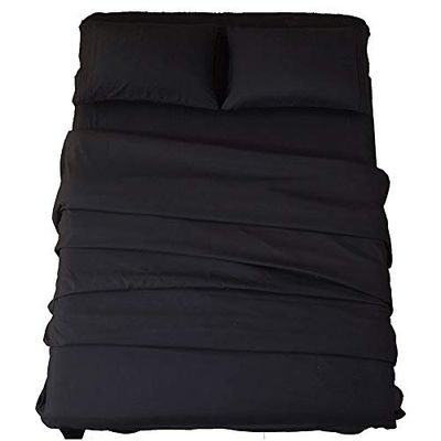 SONORO KATE sänglakanset supermjuk mikrofiber 1800 trådtäthet lyxiga egyptiska lakan 45 cm djup ficka rynka och hypoallergen-4 delar (King Black)