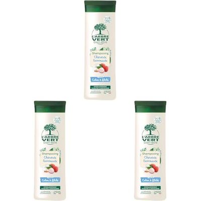 L'Arbre Vert Bien-être Shampooing Cheveux normaux Parfum Coton et Litchi - Hypoallergénique - pH Neutre et Sans Silicone - 95% d'ingrédients d'origine naturelle - 250mL (Lot de 3)