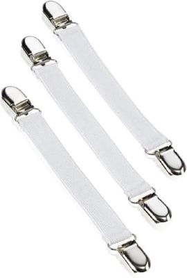 Leifheit Alças para capas de tábua de passar, pinças para esticar a capa, alças brancas com um comprimento de 16 a 35 cm