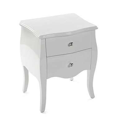 Versa Cagliari Mesa de cabeceira pequena ou auxiliar para o quarto ou sala de estar, com 2 gavetas, medidas (L x L x A) 60 x 39 x 50 cm, madeira, cor branca