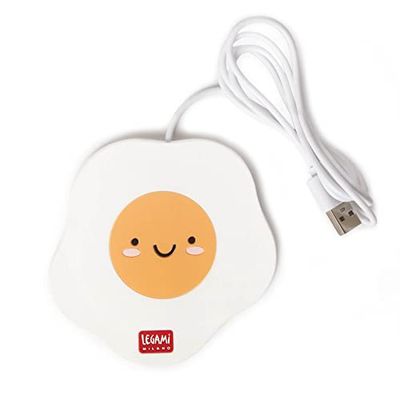 Legami - Calienta Taza USB, Warm it up, 10 x 10 cm, de Vinilo, Ideal para Tazas y Vasos con Fondo Plano, Entrada USB, Tema Egg