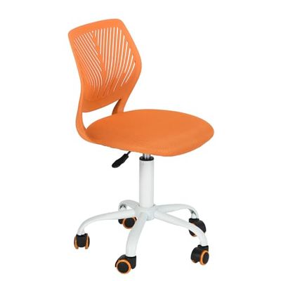 HOMYLIN Juego de 1 Silla de Escritorio, pequeña Silla de Oficina en casa sin Brazos con cojín de Asiento de Tela y Respaldo de plástico, Silla giratoria de Color macarrón para Estudiantes y niños,