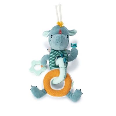 Lilliputiens - Cadena de Actividades Sensoriales Joe el Dragón - Juguete de Despertar suspendido con sonajero, Anillo de dentición y Texturas diversas - Desarrollo sentidos - Desde 6 Meses - 83428