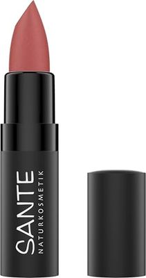 SANTE Naturkosmetik Ultra Matt Lipstick 03 Sunset Rose - Pintalabios mate en polvo para un acabado natural, cuidado de labios con escualano y ácido hialurónico, 4,55 g