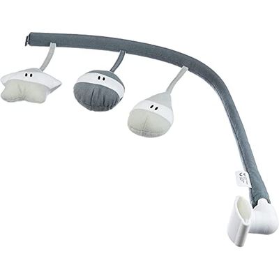 BÉABA, lekbåge med babygungbräda Up & Down III, 3 leksaker med olika funktioner, helt roterbar, utvecklingsspridsföring, ergonomisk, enkel, praktisk, grå