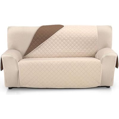 ECOMMERC3 | Sofföverdrag storlek 4-sits XL Super Justerbar - 4-sits XL vändbar sofföverdrag beige/brun vadderad och extra mjuk 100% tillverkad i Spanien