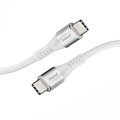 Intenso USB-Cable C315C, USB-C naar USB-C data- en oplaadkabel, Power Delivery tot 60 watt, nylon, 1,5 meter, wit