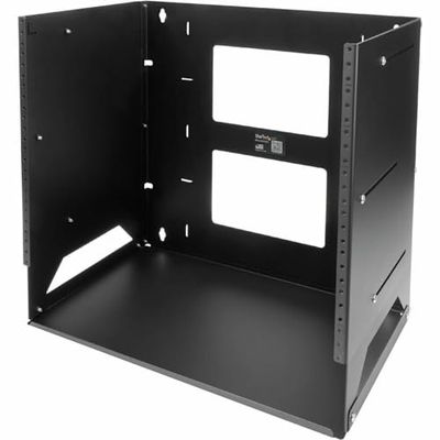 StarTech.com Armadio Rack 19" 8U a telaio aperto - Armadio rack 19 pollici con 2 montanti regolabili in profondita da 30.48 a 45.72 cm - Mensola incorporata portata 34 Kg - Acciao -Nero (WALLSHELF8U)