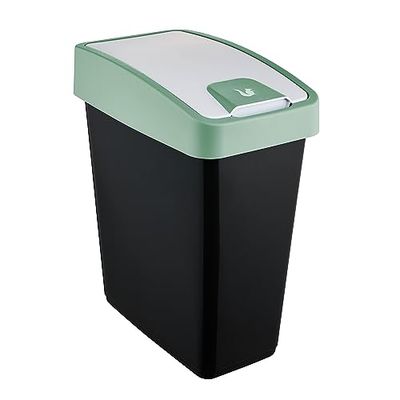 keeeper Cubo de basura Premium con tapa abatible, Tacto suave, 25 L, Magne, Verde Nordic