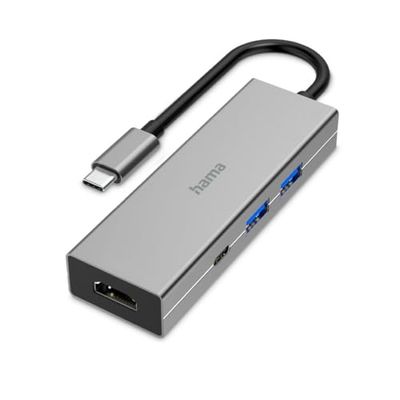 Hama Hub USB-C Garantie 10ans '00200107' (Multiport, 4 Ports, 2 USB-3.2 Gen 1, USB-C Mâle, HDMI™, Thunderbolt, Power Delivery, 5 Gbit/s) Anthracite