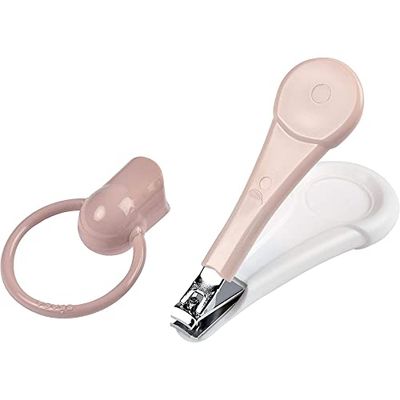 BÉABA, Nagelknipper voor baby/kinderen, nagelverzorging, brede en ergonomische handgreep, Old Pink