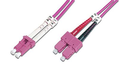 DIGITUS DK-2532-05-4 – Glasvezelkabel OM4 – 5 m – LC naar SC – Duplex Glasvezelkabel – 1/10/40/100 Gbit/s – MM Multimode glasvezel LAN kabel – Type vezel: 50/125 µ – Paars (Violet)