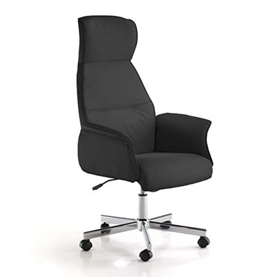 Wink Design Lagoon Black bureaustoel, metaal, zwart, chroom, H116/126 x 64 x 75 cm