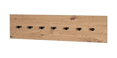 HAKU Möbel Appendiabiti da parete rovere, nero, MDF, metallo - Dim. L 80 cm x A 20 cm x P 5 cm, Stile Moderno
