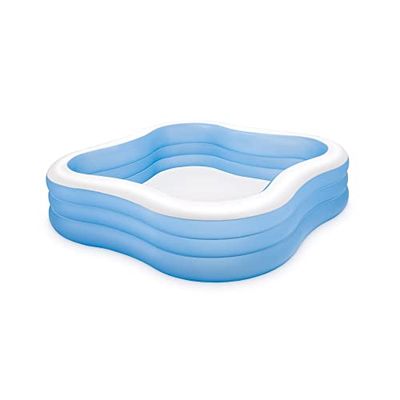 Intex 57495NP - Piscina Gonfiabile Family Quadrata, Vinile, Multicolore, 229x229x56 cm