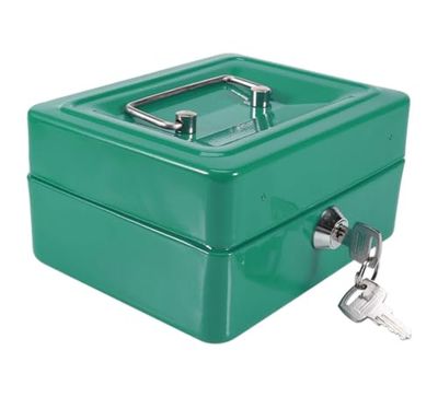 Kippen 10032V1 - Cassetta Portavalori con Vassoio Portamonete. Colore Verde. Dimensioni: 150X120X80mm.