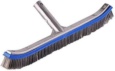 Brosse de Piscine pour Nettoyer Les Murs, Les Carreaux et Les sols de la Piscine, Robuste 45,7 cm en Aluminium et Acier Inoxydable, Brosse à récurer pour Piscine avec Clips EZ