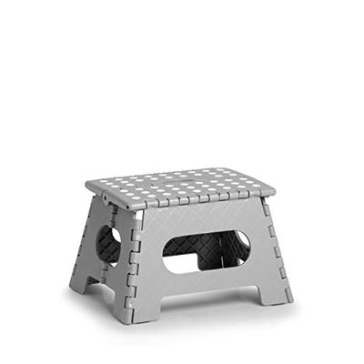Zeller 13030 vouwkruk opvouwbaar, kunststof, grijs, TÜV-getest, belastbaar tot 150 kg, ca. 35 x 28 x 22 cm, plastic, klein