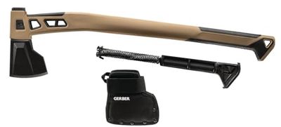 Gerber Accetta da Campeggio e da Outdoor, Fodero incluso, Con Paracord, Bushcraft Axe, Acciaio temprato on rivestimento in PTFE, Marrone, 31-003780