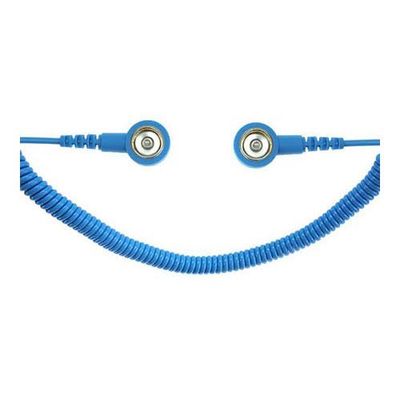 Safeguard WL42090 ESD Câble spiralé 2 Mohm, 10/10 mm, bouton pression, 3,6 m, bleu clair