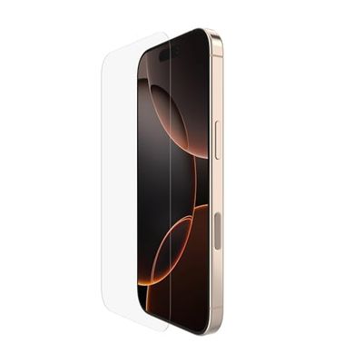 Belkin ScreenForce TemperedGlass screenprotector voor iPhone 16 Pro, dun, kristalhelder, kraswerend, gehard glas film, beschermglas met luchtbelvrij aanbrengen, screen protector voor iPhone 16 Pro