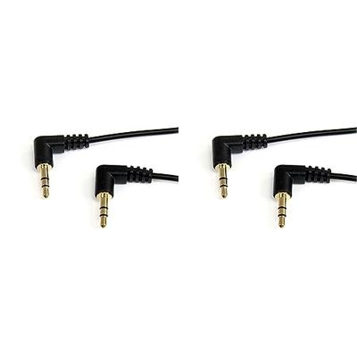 StarTech.com 1 ft. (0.3 m) Right Angle 3.5 mm Audio Cable - 3.5mm Slim Audio Cable - Right Angle - Male/Male - Aux Cable (MU1MMS2RA) (Pack of 2)