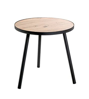 HAKU Möbel Table d'appoint chêne, Noir, MDF, métal - Dim.: H 52 cm x Ø 50 cm, Style: Modern