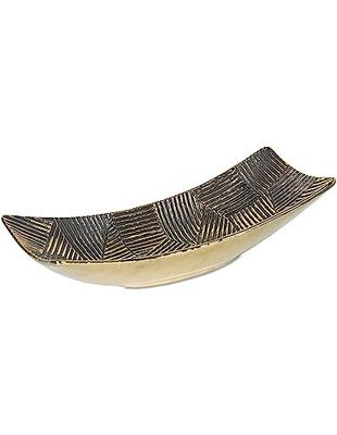 Presume de casa Centre 42 cm Rectangular Deep Ceramic Gold Black Zelie Vases, Decorative Centres Ceramic 42 x 15.5 x 9