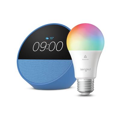 Echo Spot | Blu + Lampadina LED smart Sengled (E27), compatibile con Alexa - Kit di base per Casa Intelligente
